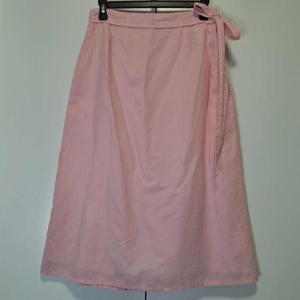 Vtg Single Noble Casuals Linen Cotton Pastel Pink Skirt Medium